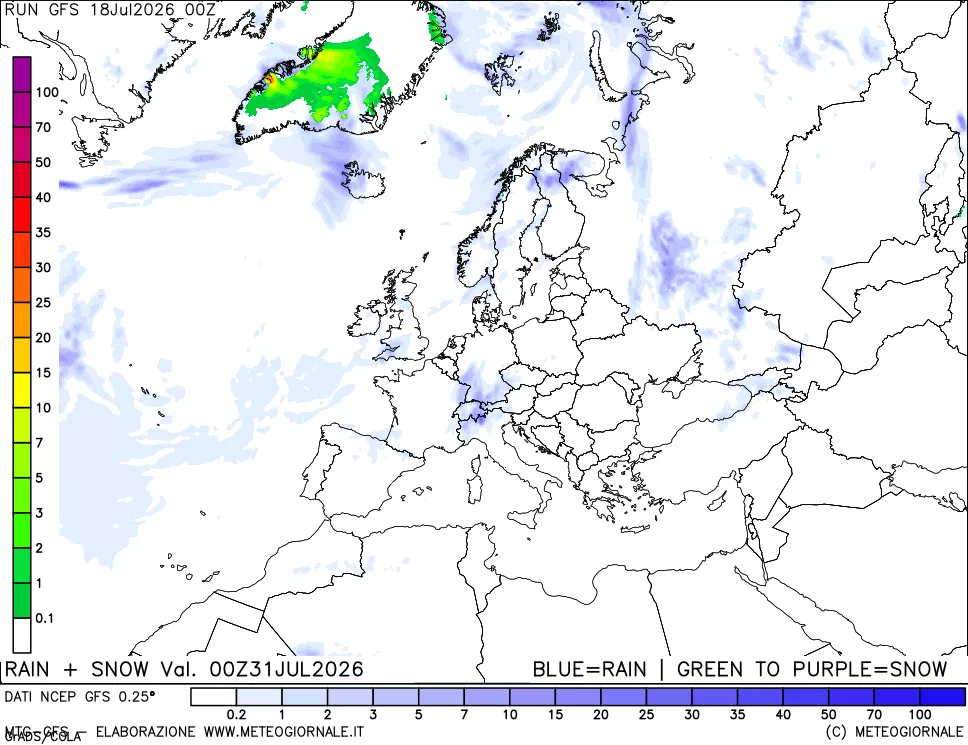 mappa Precipitazioni totali e nevose