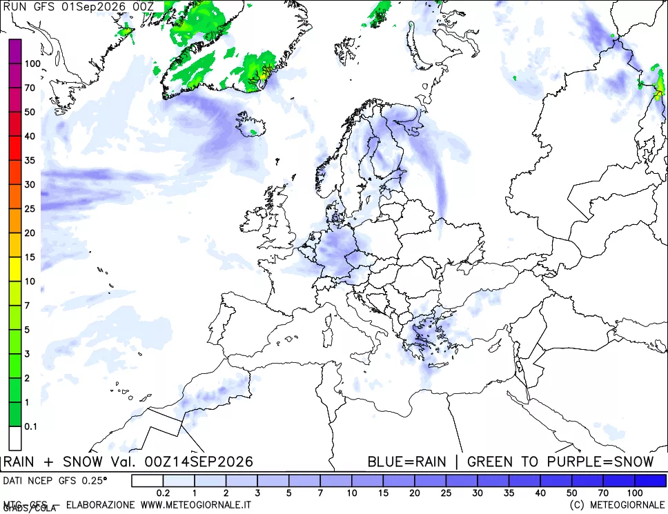 mappa Precipitazioni totali e nevose