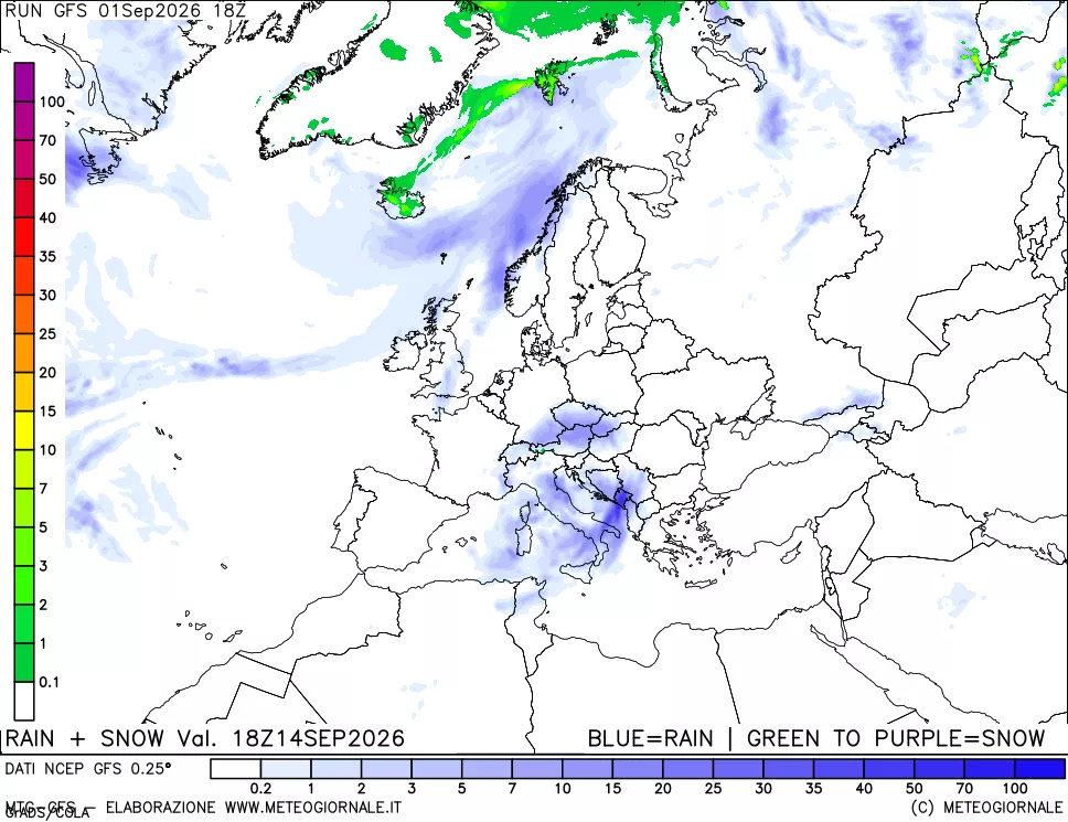 mappa Precipitazioni totali e nevose