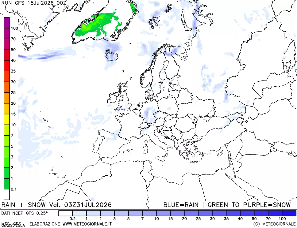 mappa Precipitazioni totali e nevose