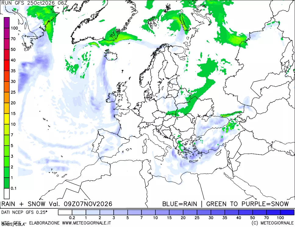 mappa Precipitazioni totali e nevose