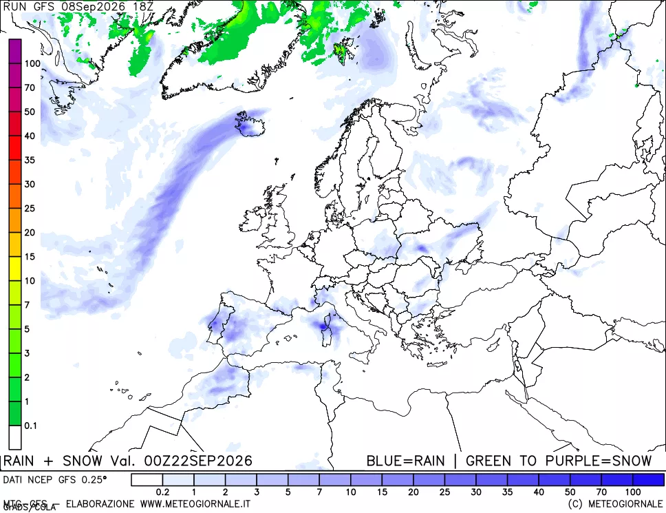mappa Precipitazioni totali e nevose