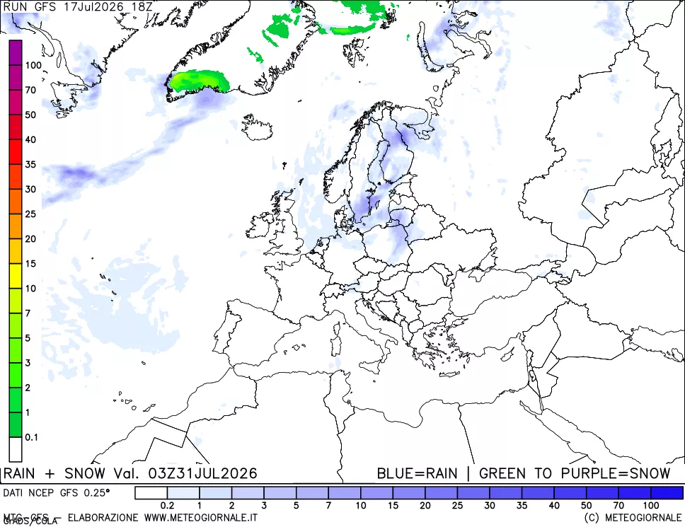 mappa Precipitazioni totali e nevose