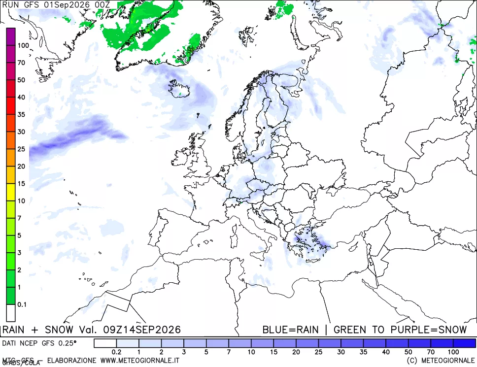 mappa Precipitazioni totali e nevose