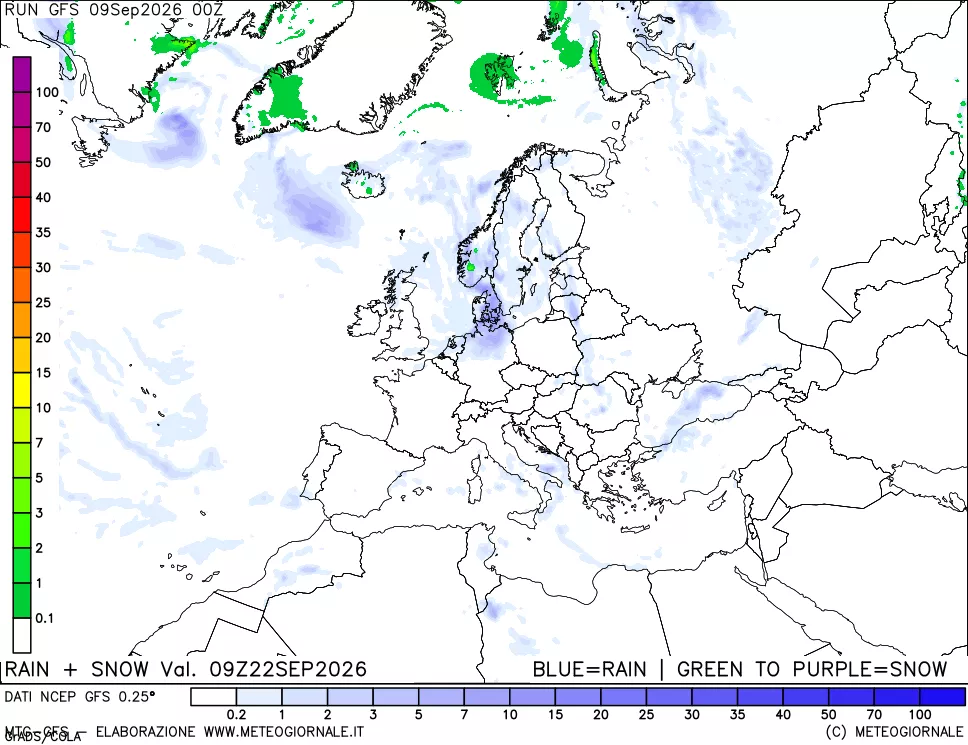 mappa Precipitazioni totali e nevose
