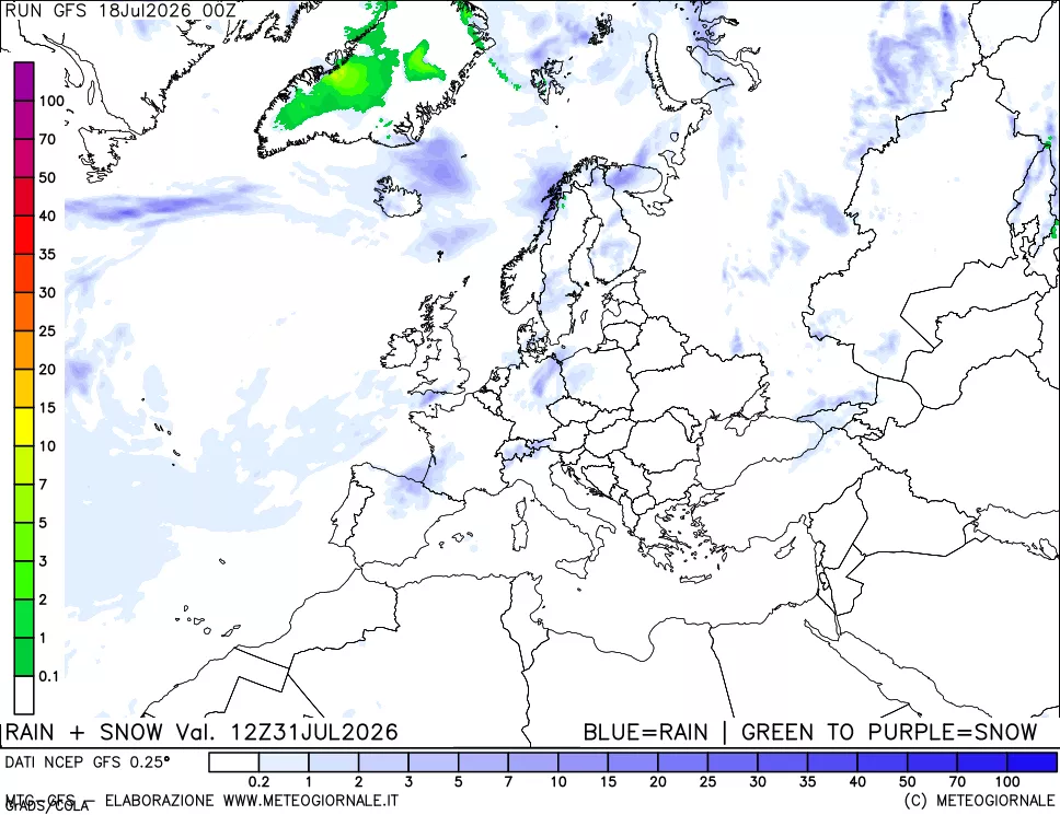 mappa Precipitazioni totali e nevose