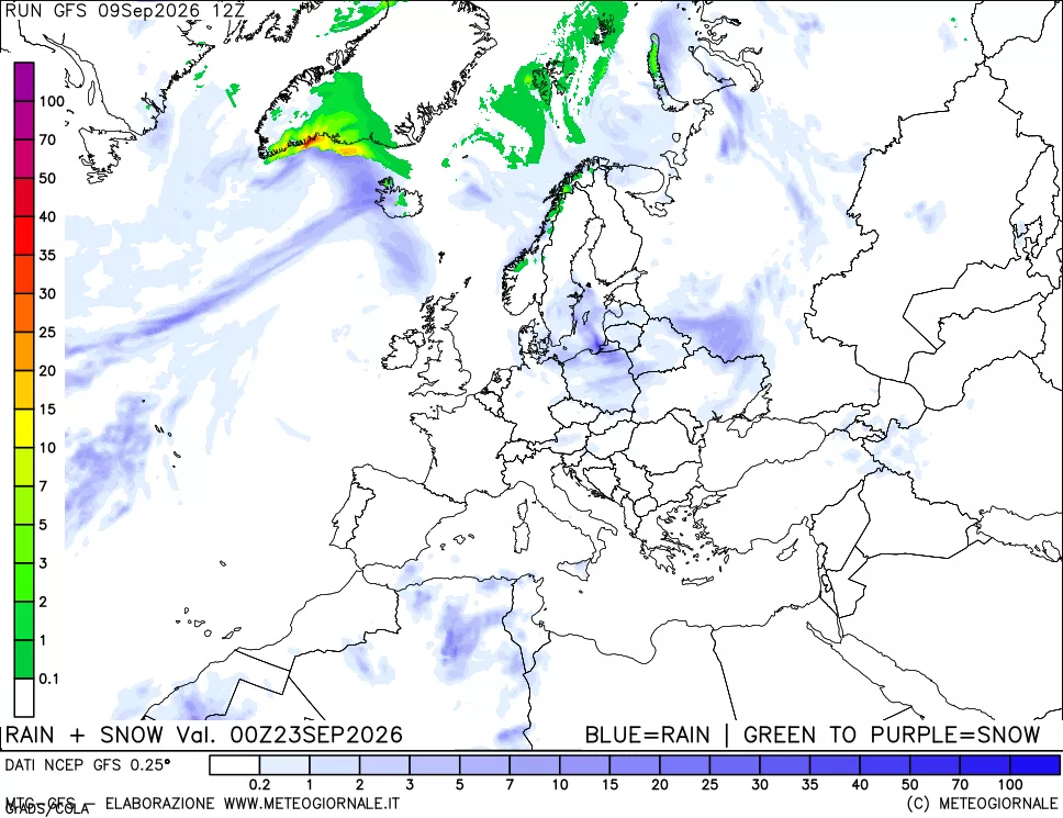 mappa Precipitazioni totali e nevose