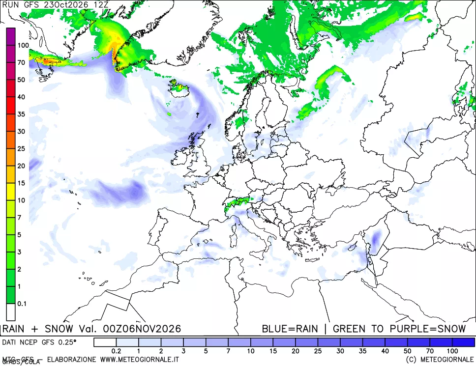 mappa Precipitazioni totali e nevose