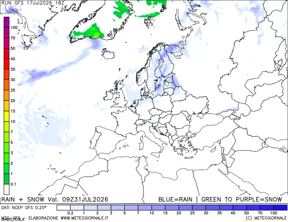 mappa Precipitazioni totali e nevose
