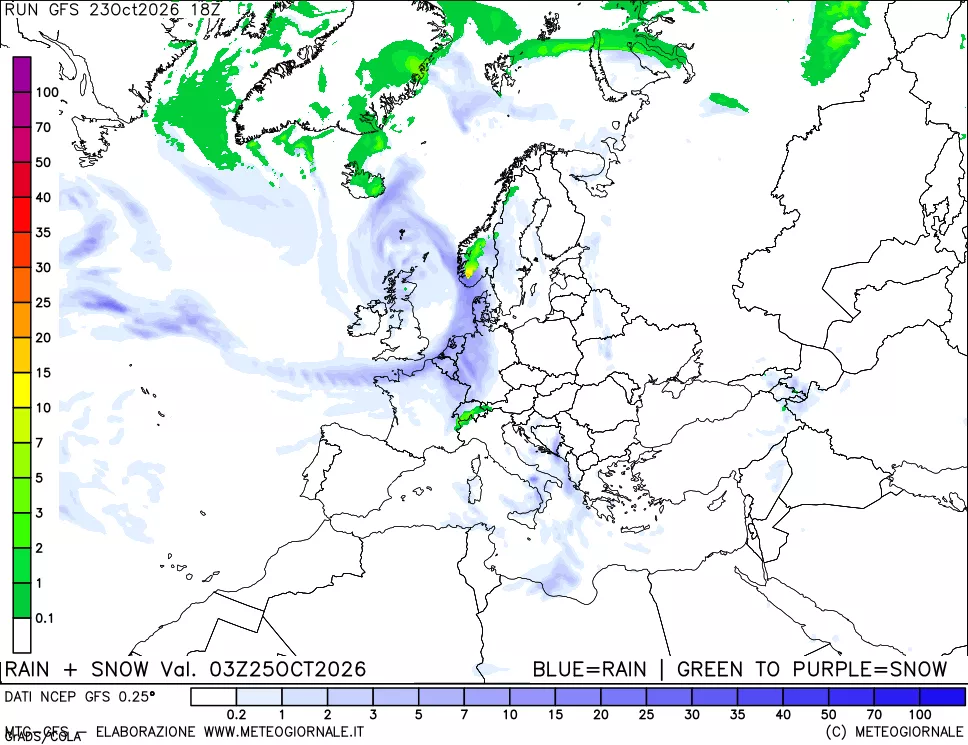 mappa Precipitazioni totali e nevose