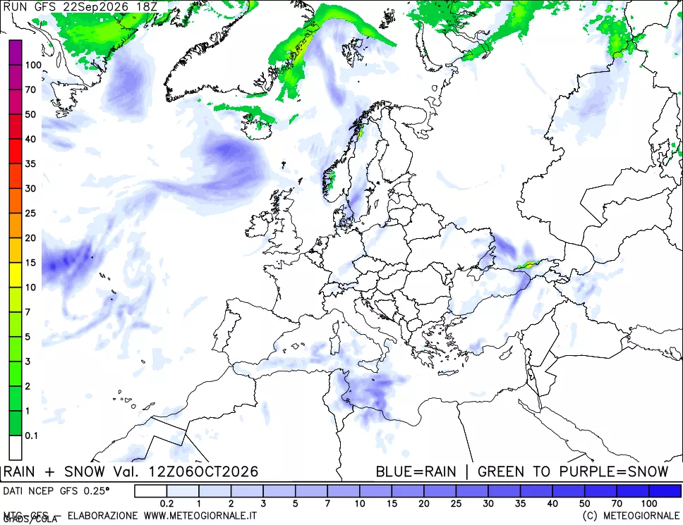 mappa Precipitazioni totali e nevose