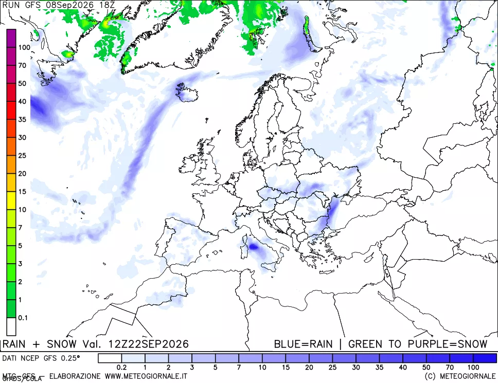 mappa Precipitazioni totali e nevose