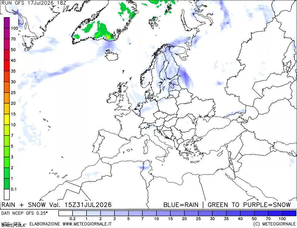 mappa Precipitazioni totali e nevose
