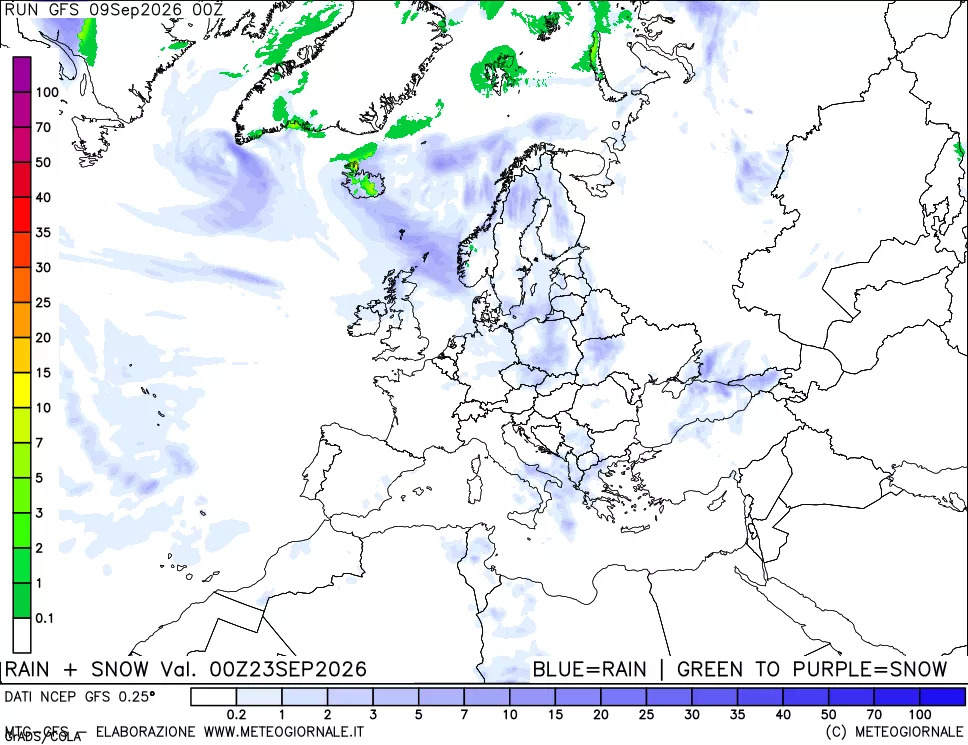 mappa Precipitazioni totali e nevose
