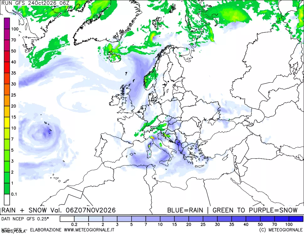 mappa Precipitazioni totali e nevose