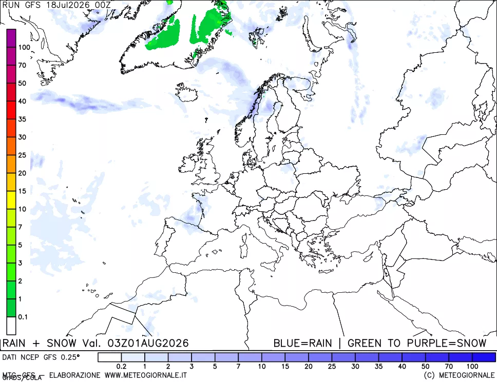 mappa Precipitazioni totali e nevose
