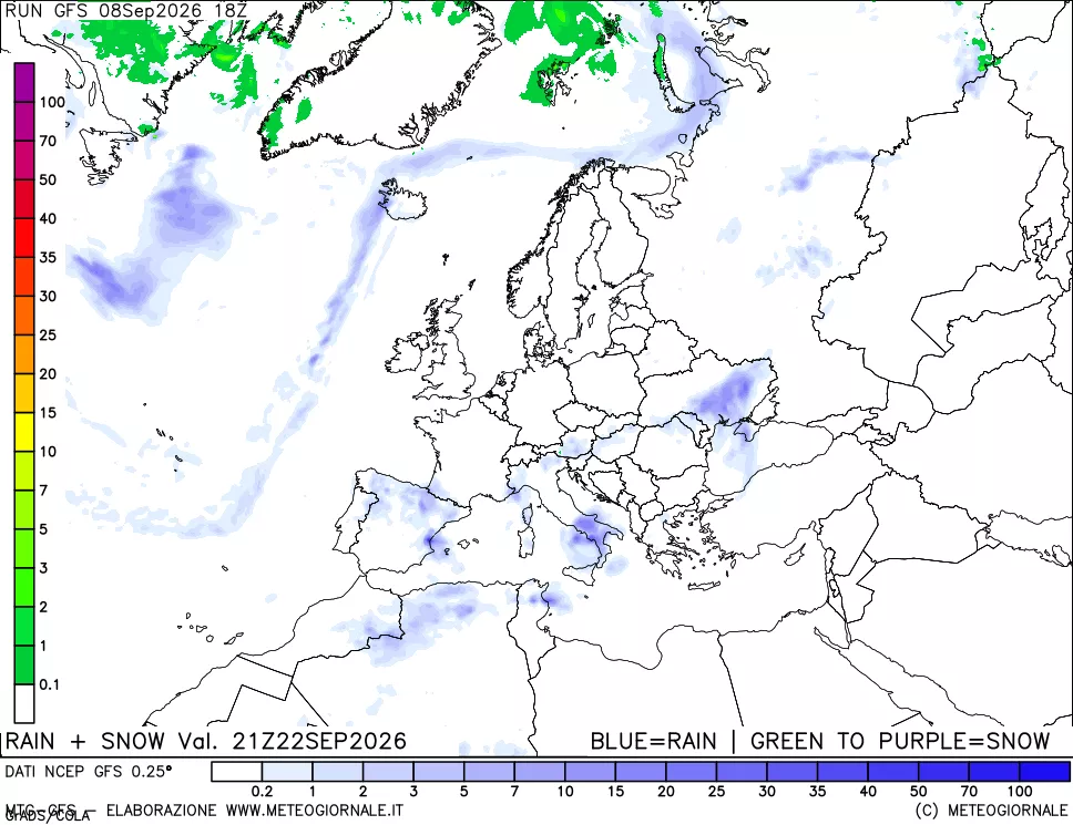 mappa Precipitazioni totali e nevose