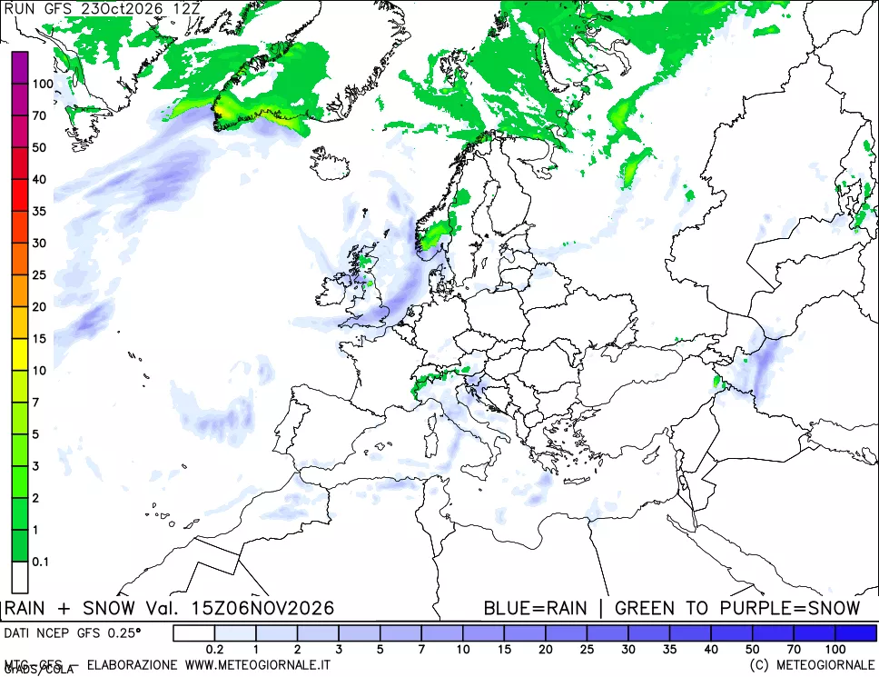 mappa Precipitazioni totali e nevose
