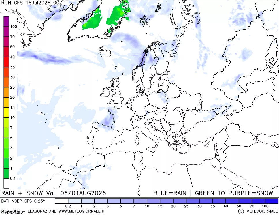 mappa Precipitazioni totali e nevose