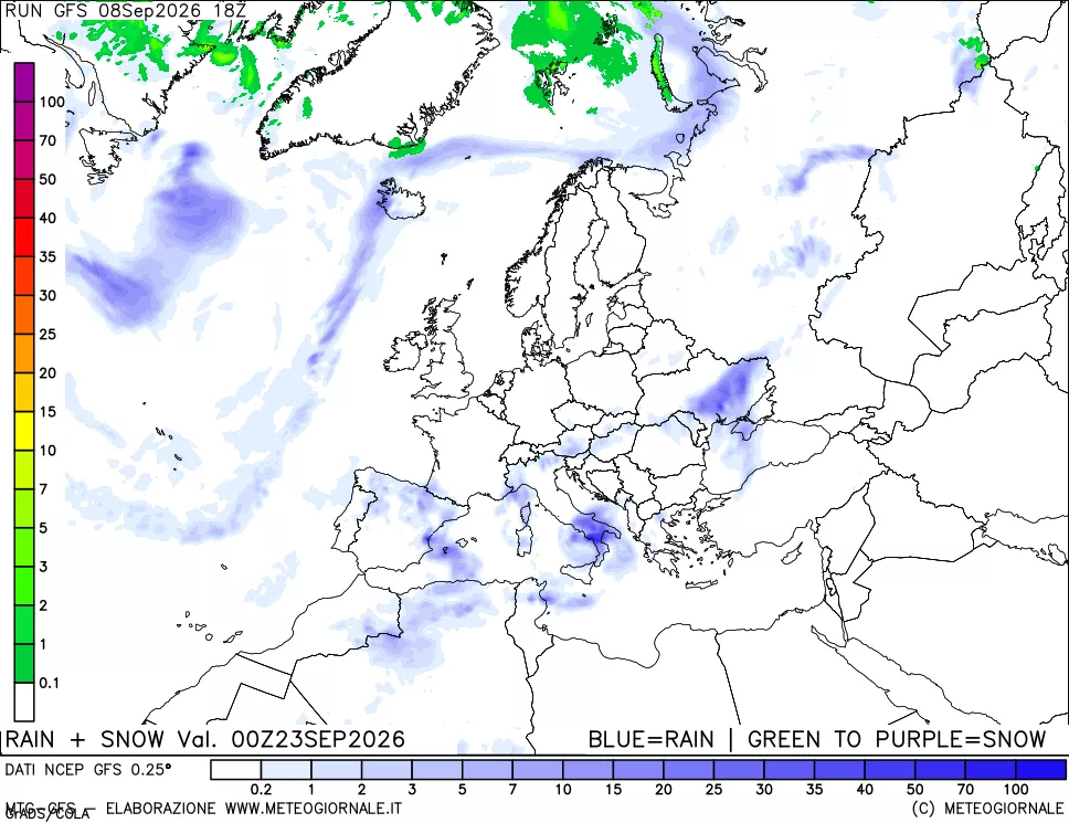 mappa Precipitazioni totali e nevose