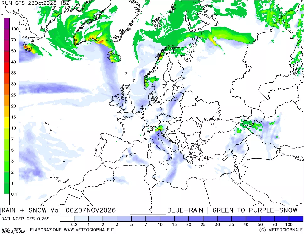 mappa Precipitazioni totali e nevose