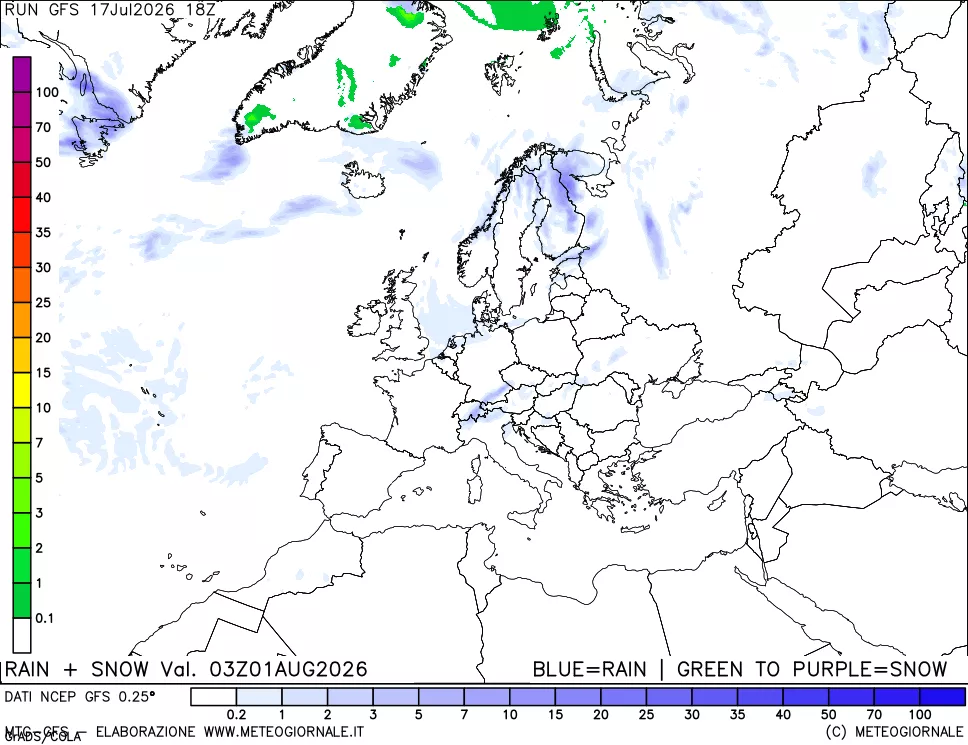 mappa Precipitazioni totali e nevose