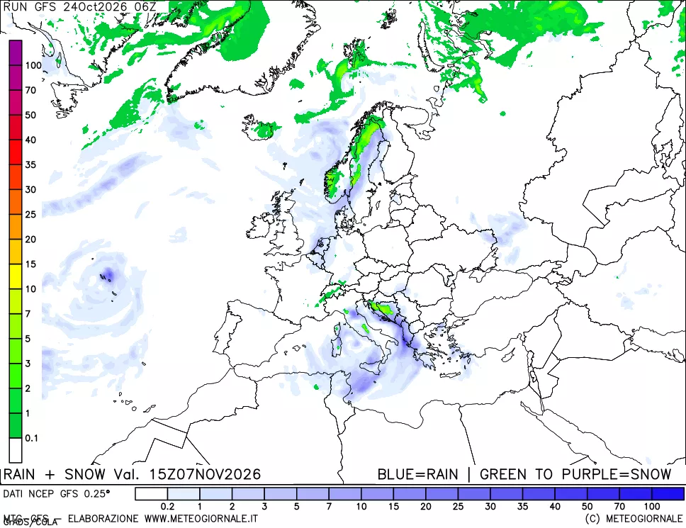 mappa Precipitazioni totali e nevose