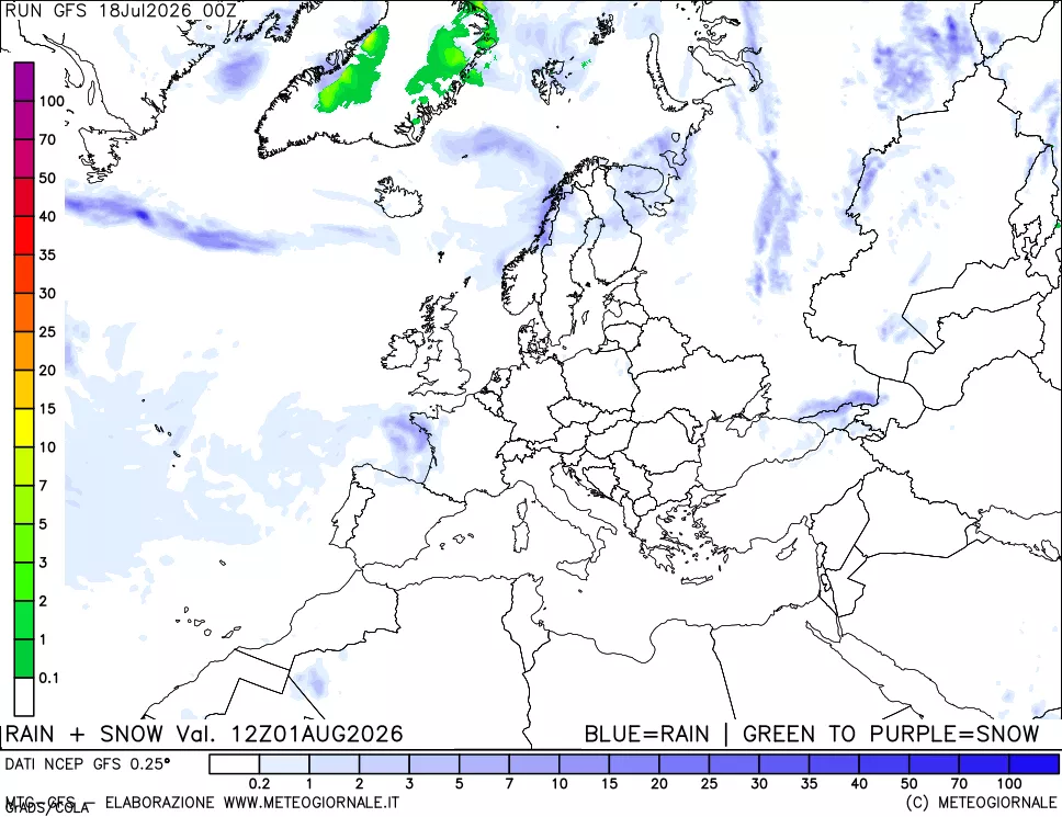 mappa Precipitazioni totali e nevose