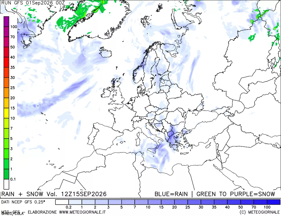 mappa Precipitazioni totali e nevose