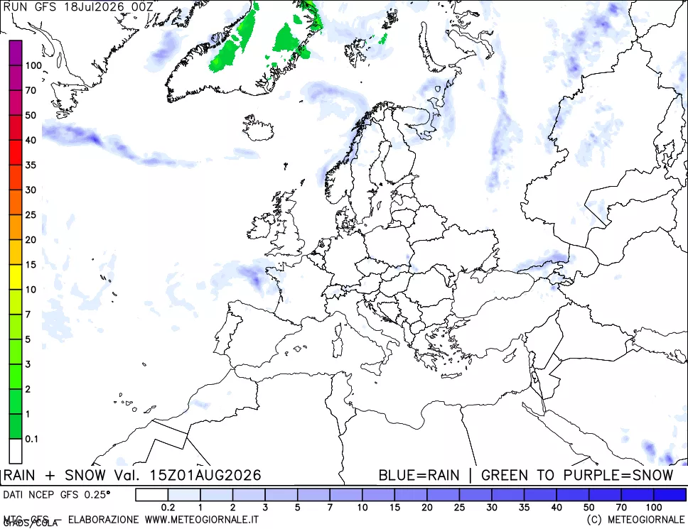 mappa Precipitazioni totali e nevose