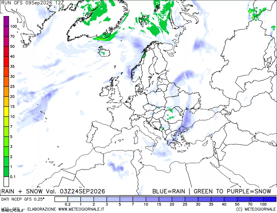 mappa Precipitazioni totali e nevose