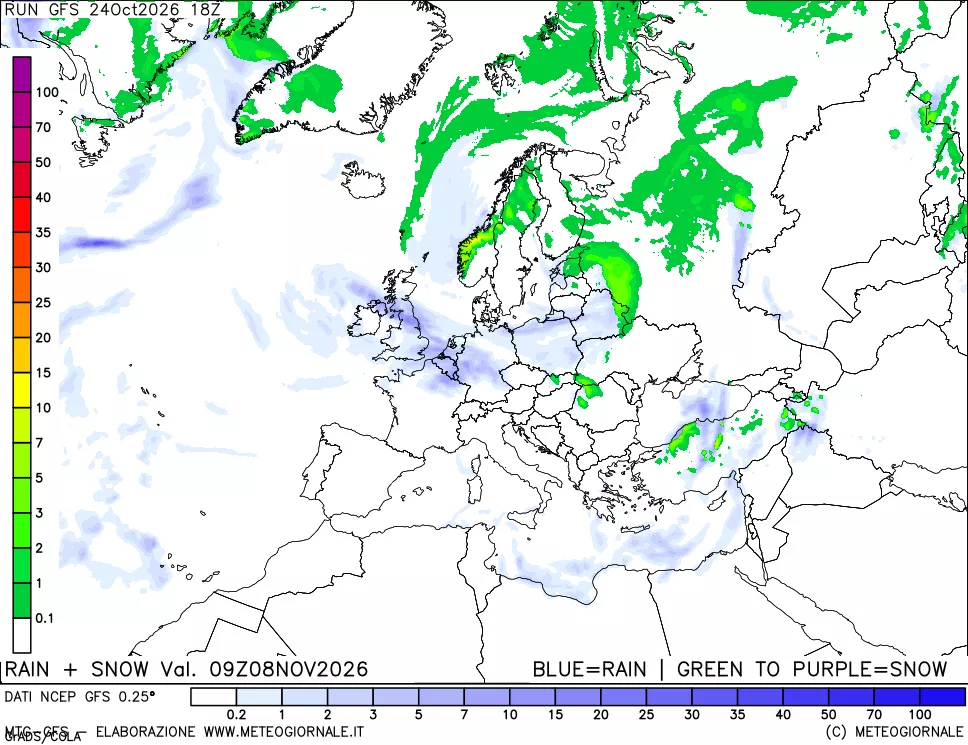 mappa Precipitazioni totali e nevose