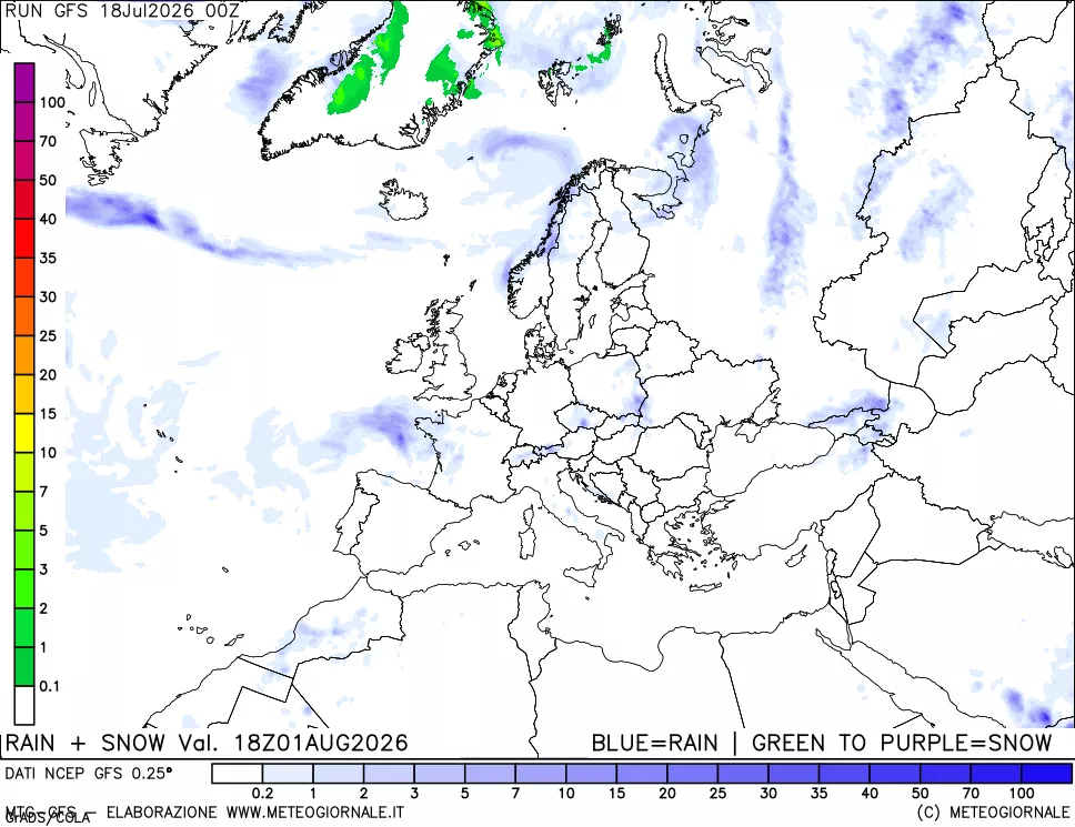 mappa Precipitazioni totali e nevose