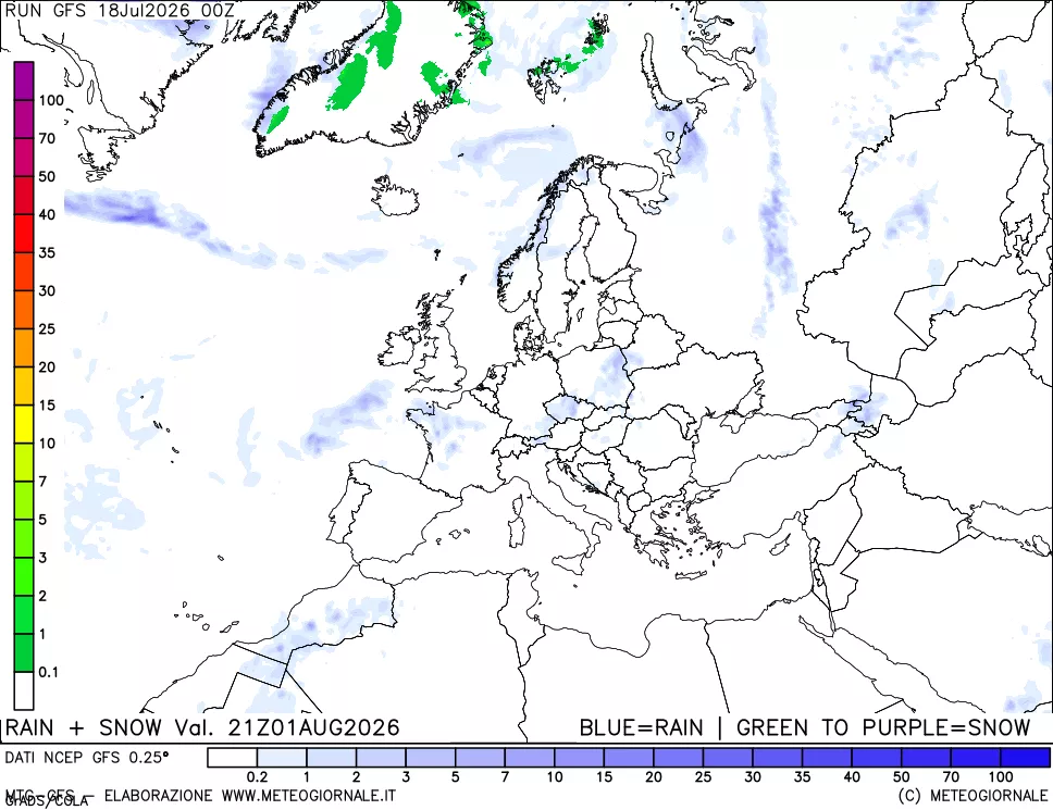 mappa Precipitazioni totali e nevose