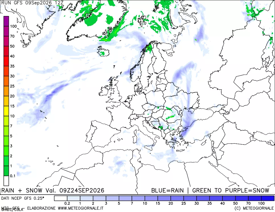 mappa Precipitazioni totali e nevose