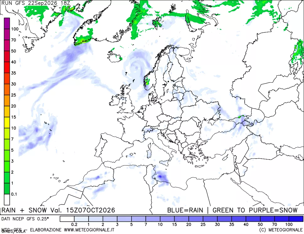 mappa Precipitazioni totali e nevose