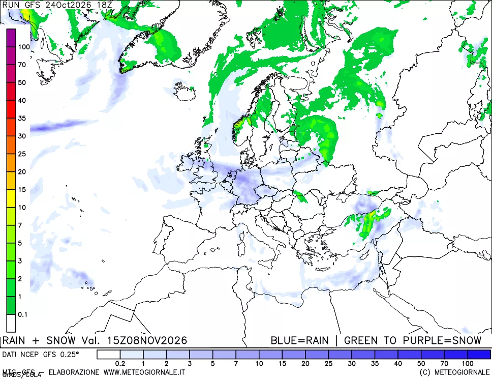 mappa Precipitazioni totali e nevose