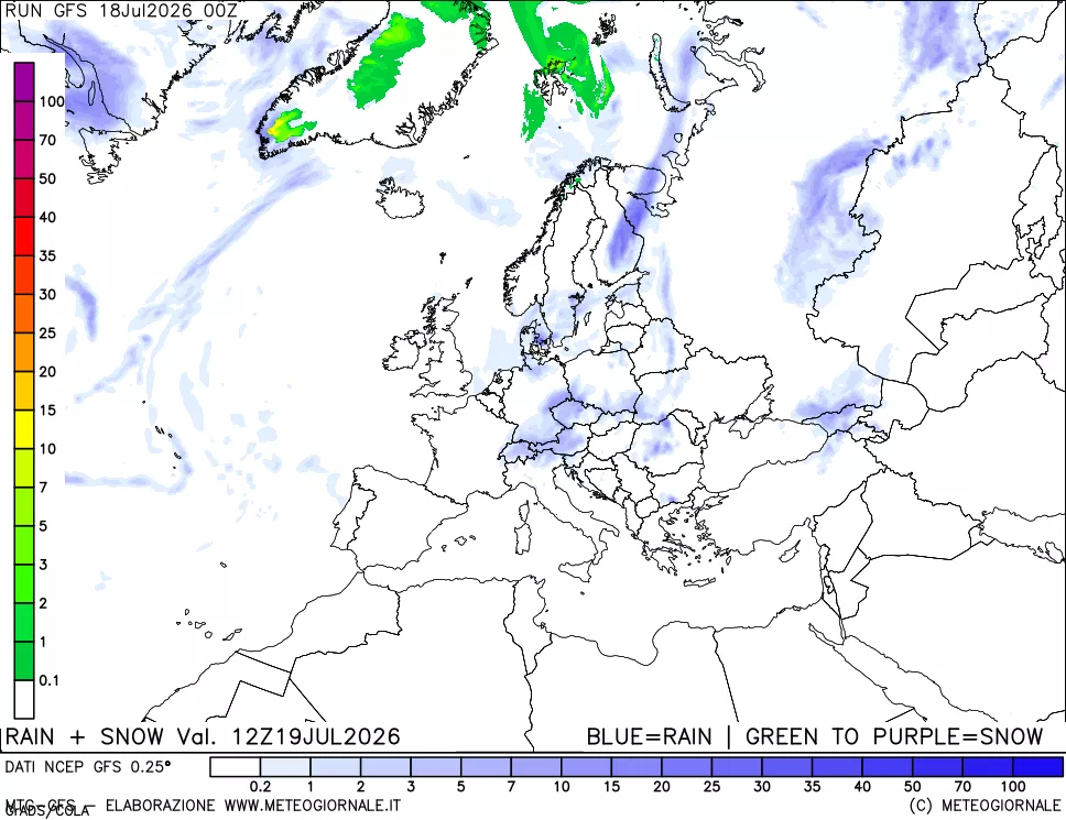 mappa Precipitazioni totali e nevose