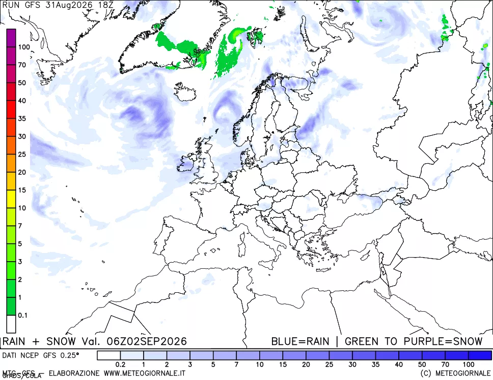 mappa Precipitazioni totali e nevose