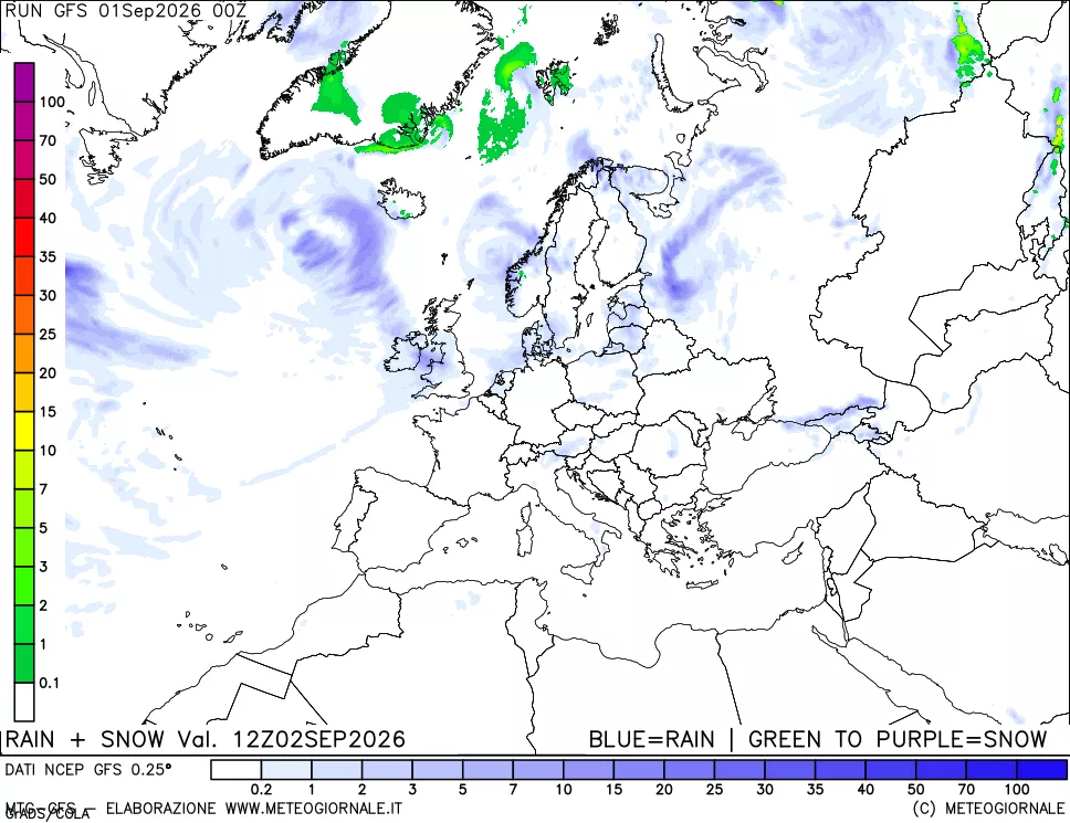 mappa Precipitazioni totali e nevose