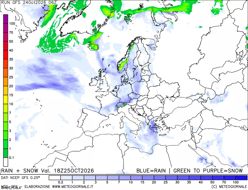 mappa Precipitazioni totali e nevose