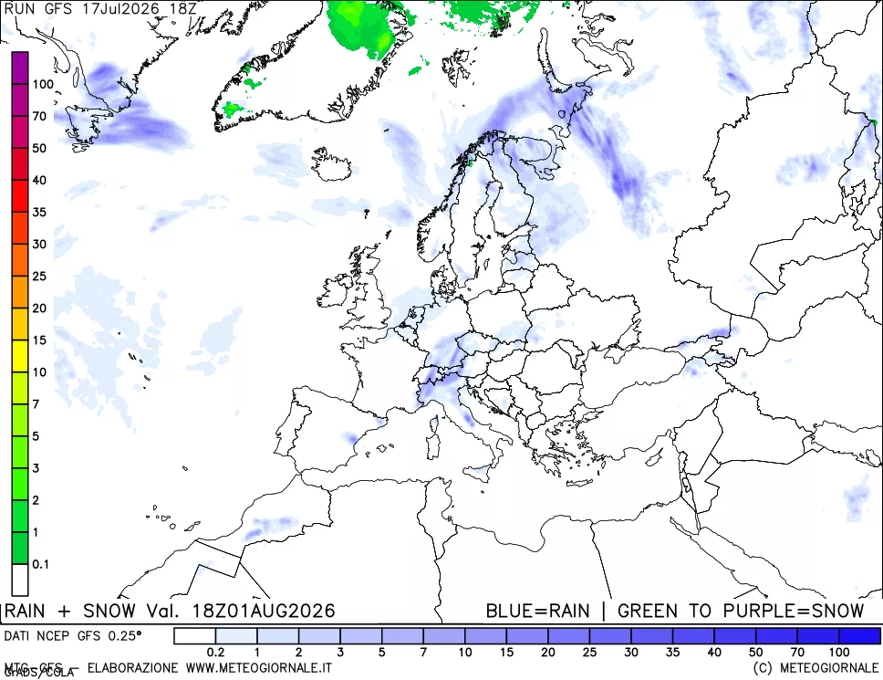 mappa Precipitazioni totali e nevose