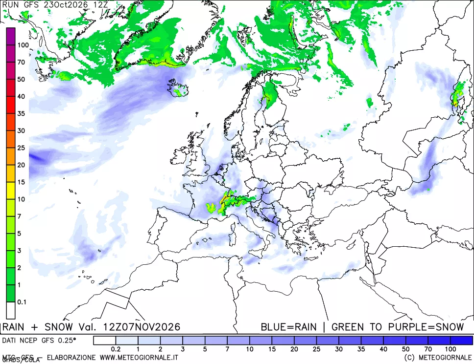 mappa Precipitazioni totali e nevose