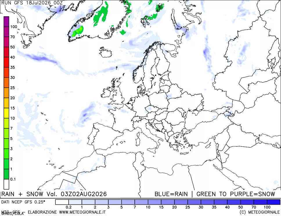 mappa Precipitazioni totali e nevose