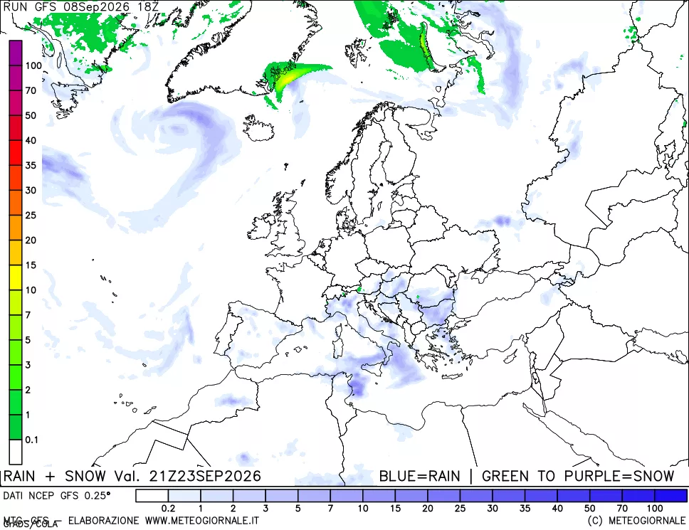 mappa Precipitazioni totali e nevose