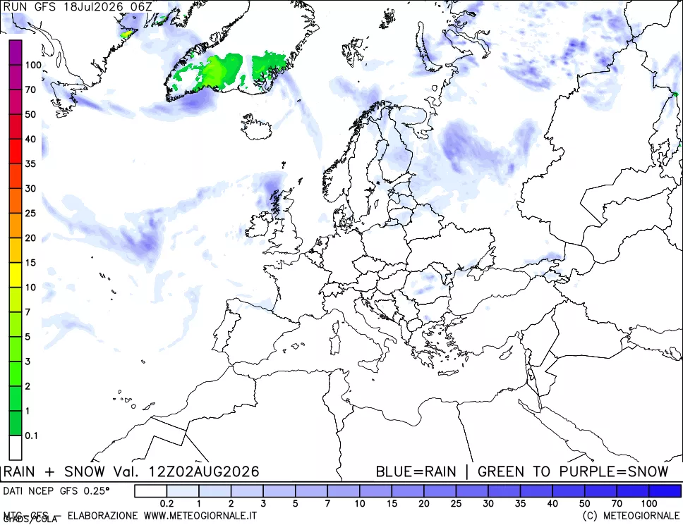 mappa Precipitazioni totali e nevose