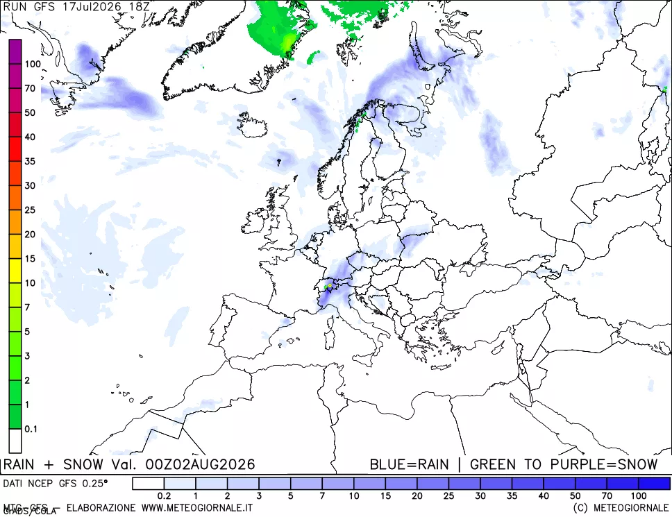 mappa Precipitazioni totali e nevose