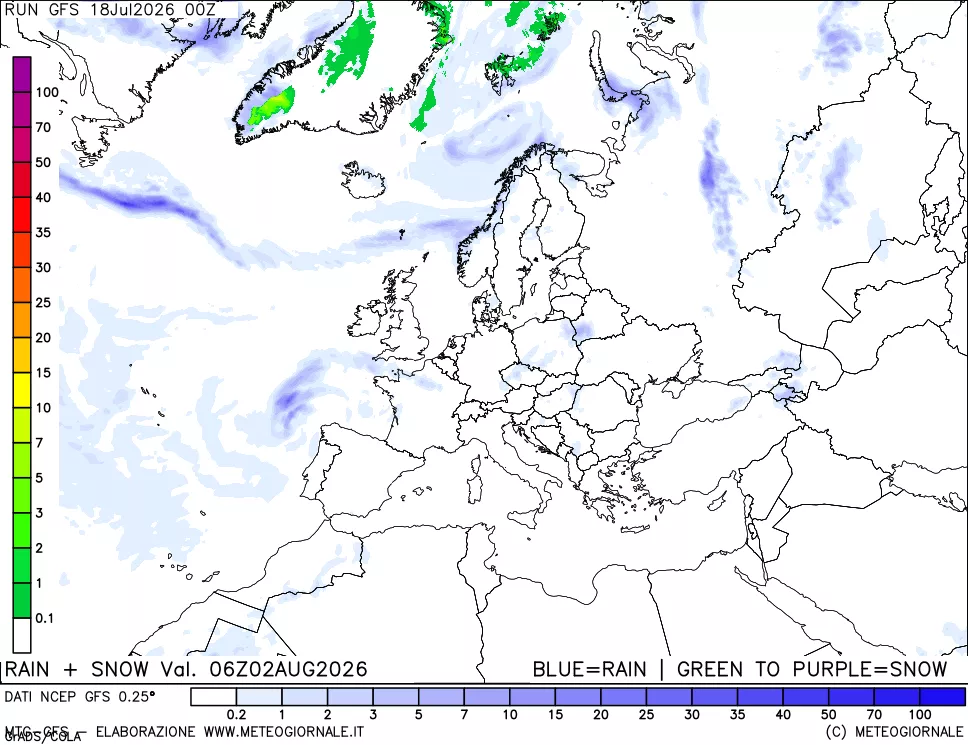mappa Precipitazioni totali e nevose