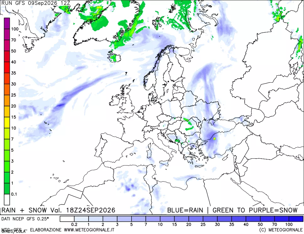 mappa Precipitazioni totali e nevose