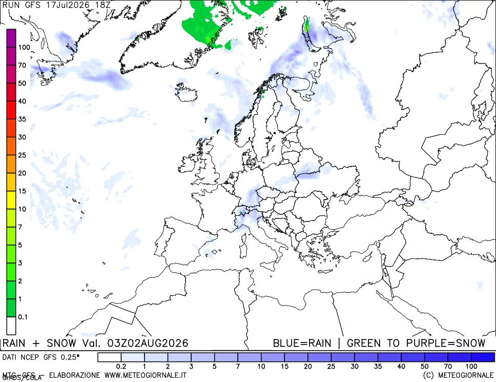 mappa Precipitazioni totali e nevose